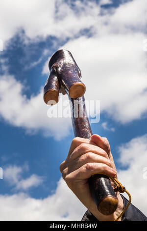 Männliche Hand mit einem Shillelagh Stockfoto