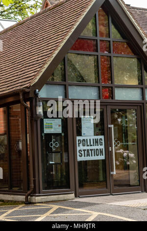 Brentwood, Essex 3. Mai 2018, dem Wahllokal bei Christ Church Warley, Brentwood, Essex für die englische Kommunalwahlen Credit Ian Davidson/Alamy leben Nachrichten Stockfoto