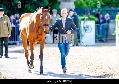 Michael Jung. La Biosthetique-Sam FBW. GER. Trab. Mitsubishi Badminton Horse Trials. Badminton. UK. 02.05.2018. Stockfoto