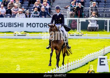 Badminton, Großbritannien. 3. Mai 2018. Nachmittag Dressur. Lauren Kieffer. Veronica. USA. Mitsubishi Badminton Horse Trials. Badminton. UK. {03}/{05}/{2018}. Credit: Sport in Bildern/Alamy leben Nachrichten Stockfoto