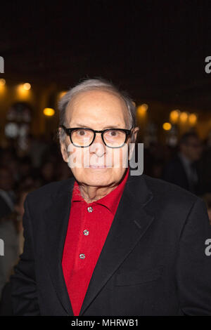 Rom, Italien. 3. Mai 2018. Ennio Morricone nimmt Fahrt Kino - 1 ª Settimana del Cinema italiano nel Mondo - Bei Studi di Cinecittà Roma Credit: Paolo Pirrocco/Alamy leben Nachrichten Stockfoto