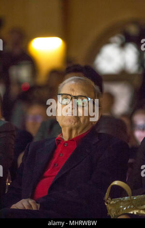 Rom, Italien. 3. Mai 2018. Ennio Morricone nimmt Fahrt Kino - 1 ª Settimana del Cinema italiano nel Mondo - Bei Studi di Cinecittà Roma Credit: Paolo Pirrocco/Alamy leben Nachrichten Stockfoto