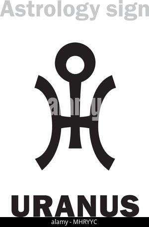 Astrologie Alphabet: Uranus, höheren globalen Planet (Trans-Saturn). Hieroglyphen Zeichen Zeichen (Symbol). Stock Vektor