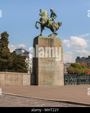 Zürich, Schweiz - 23 April 2014: das Denkmal für Hans Waldmann am Ufer der Limmat in der Stadt Zürich. Hans Waldmann war Mai Stockfoto