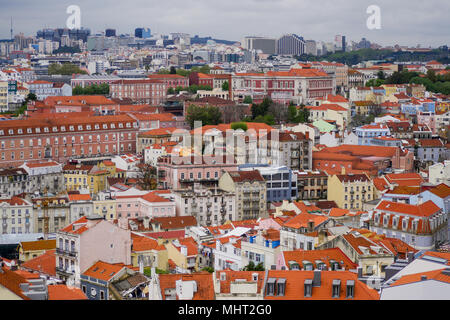 Lissabon Panorama, von der Gnade Kloster - Convento da Graça, Lissabon, Portugal gesehen Stockfoto