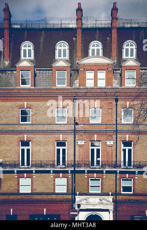 Viktorianische Terrasse Fassade - Chelsea, London, Großbritannien Stockfoto