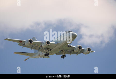 Berlin Schönefeld, Deutschland, April 28. 2018.; Japanische Kawasaki P-1 Seeüberwachungsflugzeuge während der ILA 2018 in Berlin Schönefeld. Stockfoto