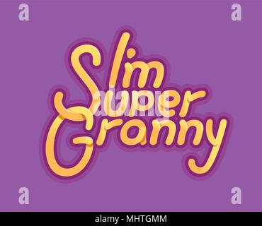 Im Super Granny-Illustration für Großmutter Tag - Logo und Slogan für T-Shirt, Baseball-Cap oder Postkarte, original hellen Buchstaben. Rosa zurück Stock Vektor