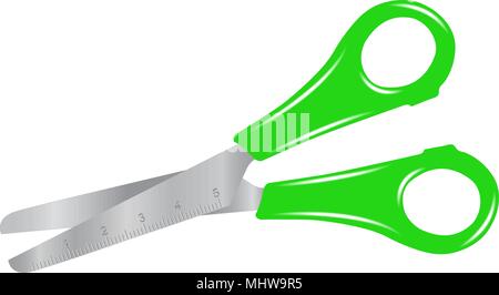 Schere grün, auf weißem Hintergrund Vektor-illustration isoliert Stock Vektor