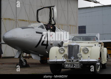 De Havilland Vampire, T11, WZ507, G-VTII, Flughafen Coventry, England, Vereinigtes Königreich. Stockfoto