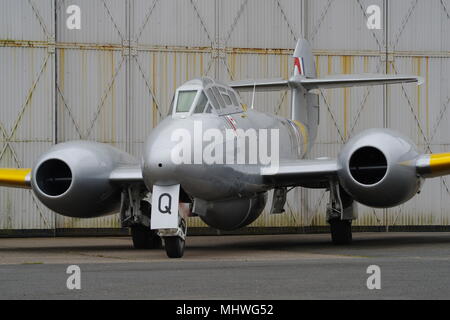 Gloster Meteor T7 WA591, G-BWMF, Coventry Airport, England, Vereinigtes Königreich. Stockfoto