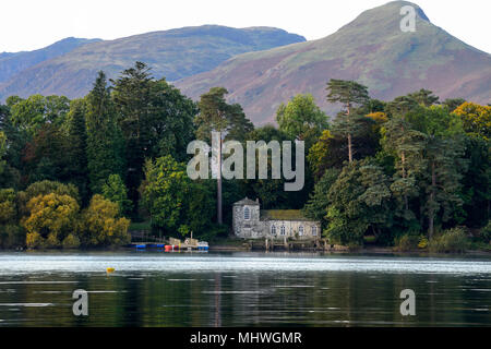 Derwent Derwent Insel Haus auf der Insel in der Nähe von Keswick auf Derwent Water im Nationalpark Lake District in Cumbria, England Stockfoto