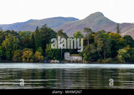 Derwent Derwent Insel Haus auf der Insel in der Nähe von Keswick auf Derwent Water im Nationalpark Lake District in Cumbria, England Stockfoto