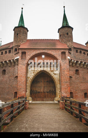 Krakau, Polen/Polen - 04.Februar 2018: Krakau Barbican. Stockfoto