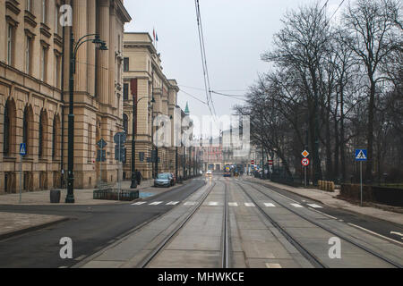 Krakau, Polen/Polen - 04.Februar 2018: Altstadt Straße. Stockfoto