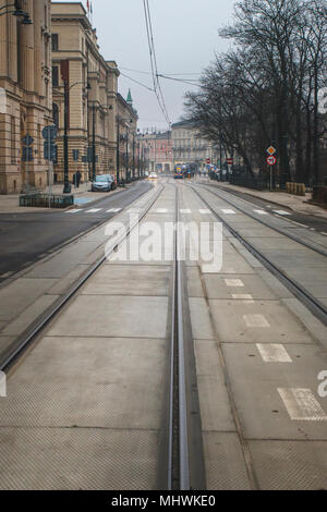 Krakau, Polen/Polen - 04.Februar 2018: Altstadt Straße. Stockfoto