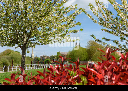 Worcester Stadt am Fluss Severn Stockfoto