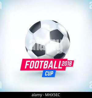 Soccer Cup 2018 Russland. Verschachtelung Puppe in der Kugel Textur realistisch isoliert Vector Illustration. Welt Fußball-Cup auf Weiß. Element für Design Karten, Einladungen, Gutscheine, Flyer, Broschüren. Stock Vektor