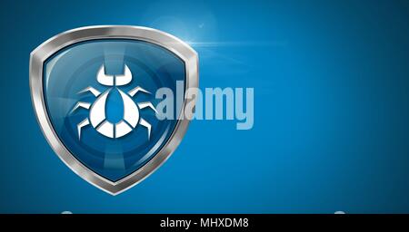 Fehler Security Shield und blauem Hintergrund Stockfoto