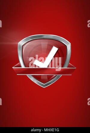 Richtigen tick Qualität mit rotem Hintergrund Stockfoto