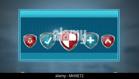 Antivirus Sicherheit Schutzplatten in Feld Stockfoto