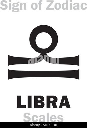 Astrologie-Alphabet: Zeichen des Tierkreises LIBRA (Waage). Hieroglyphen Charakter Zeichen (einzelnes Symbol). Stock Vektor