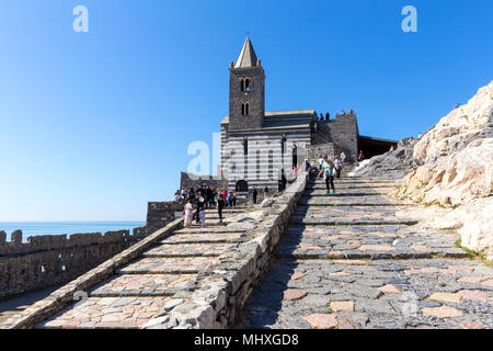 St. Peter Kirche von Porto Venere Dorf, La Spezia, Ligurien, Italien Stockfoto