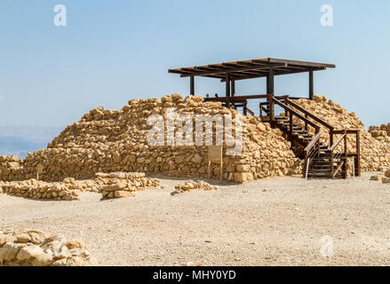 Qumran National Park, wo die Schriftrollen vom Toten Meer gefunden wurden, und es wurde eine Siedlung essenes in Juda Wüste in der Nähe Totes Meer, Israel Stockfoto