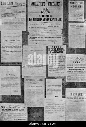 Ankündigung der Mobilisierung in 1914, Frankreich Stockfoto