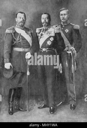 Nikolaus II. russischen Kaiser, George V König von Großbritannien, Albert 1 König von Belgien, Ersten Weltkrieg Stockfoto