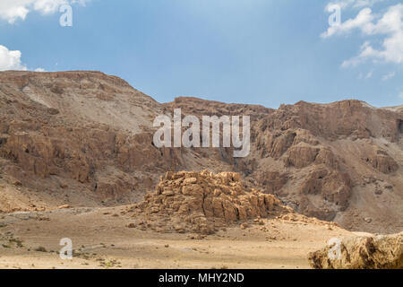 Qumran National Park, wo die Schriftrollen vom Toten Meer gefunden wurden, und es wurde eine Siedlung essenes in Juda Wüste in der Nähe Totes Meer, Israel Stockfoto