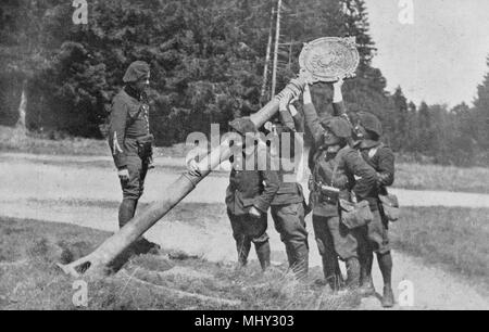 Die französischen Soldaten, die ein Grenzgänger, Pfosten bei Bonhomme, Erster Weltkrieg, Frankreich Stockfoto