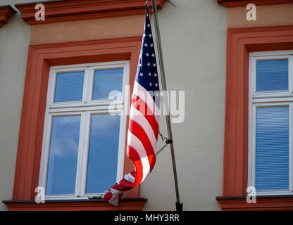 Amerikanische Flagge auf dem Gebäude Stockfoto