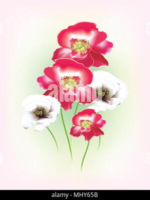 Farbenfrohe Mohn in Pastellfarben Hintergrund Stock Vektor