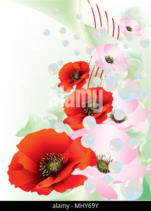 Farbenfrohe Mohn in Pastellfarben Hintergrund Stock Vektor