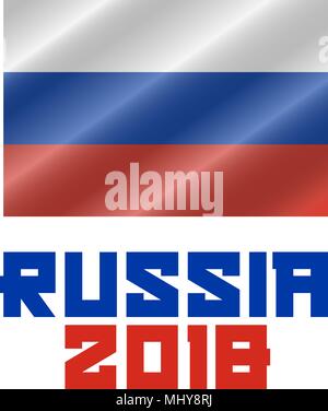 Russland 2018, russische Flagge Geschwenkt - Fußball-WM 2018. Vector Illustration Stock Vektor