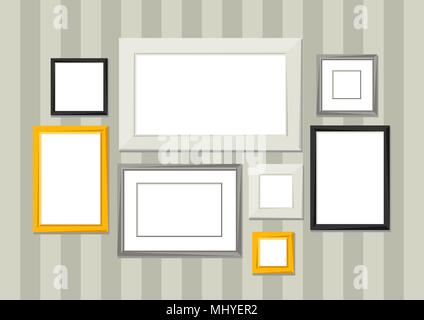 Satz von verschiedenen Frames für Bilder und Fotos an der Wand Stock Vektor