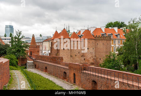 Blick auf Warschau Barbican - Polen Stockfoto