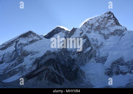 Everest, Nuptse von Kala Patthar am Morgen gesehen, Nepal Stockfoto