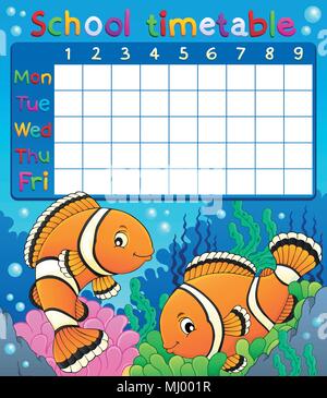 Schule Zeitplan mit clownfisch Thema-eps 10 Vector Illustration. Stock Vektor