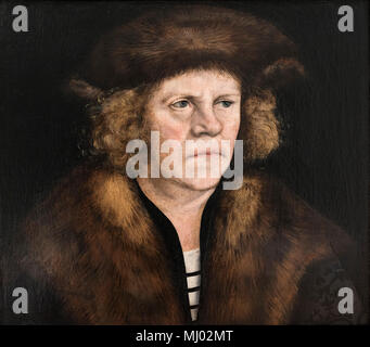 Lucas Cranach der Ältere (1472-1553), Porträt eines Mannes mit braunem Fell Baskenmütze, ca. 1510/12. Bildnis eines Mannes mit braunem Pelzbarett. Stockfoto