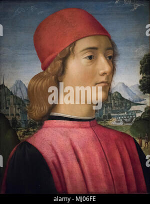 Davide Ghirlandaio (1452-1525), Porträt eines jungen Mannes, Ca. 1490. Porträt eines jungen Mannes. Stockfoto