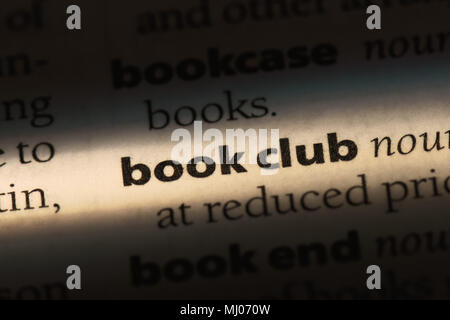 Buch Club Wort in einem Wörterbuch. Buch Club Konzept. Stockfoto
