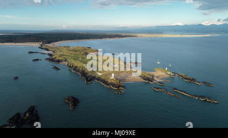 Llanddwyn Island, Luftbild, Anglesey, Wales Stockfoto