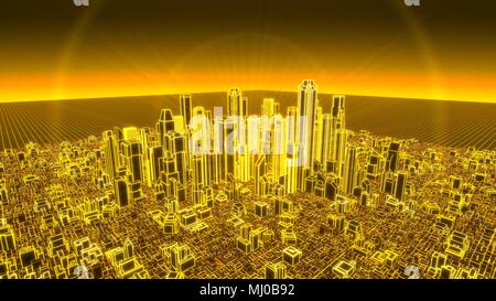 3D holographische Abbildung: Stadt Stockfoto
