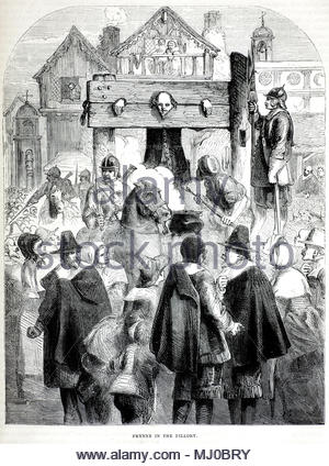 William Prynne 1600–1669 war ein englischer Anwalt, Autor, Polemiker und Politiker. Er war ein prominenter puritanischer Gegner der Kirchenpolitik des Erzbischofs von Canterbury, William Laud, eine Vintage-Illustration aus der Zeit um 1880 Stockfoto