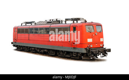 Elektrische Lokomotive der Klasse der Deutschen Bahn 151 isoliert auf weißem Stockfoto