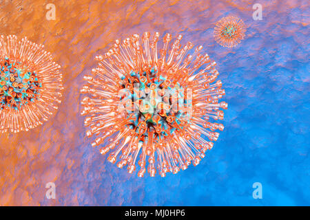 Eine medizinische Visualisierung einer Gruppe der Herpesviren. 3D-Darstellung. Stockfoto