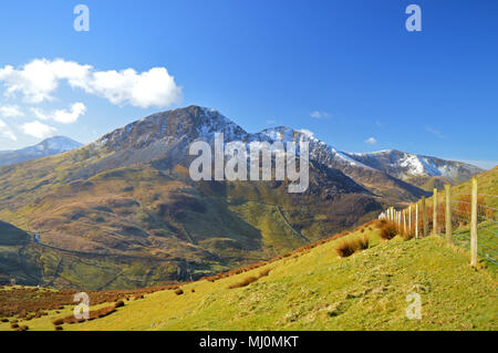 Nantlle Ridge Ansichten zu Fuß bis zum Gipfel des Mynydd Mawr in der Nähe von rhyd Du, Snowdonia Stockfoto