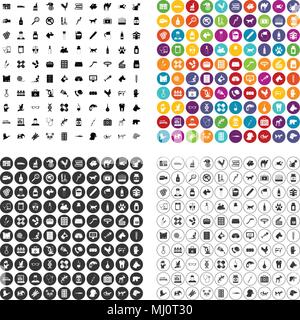 100 tierärztliche Icons Set Vector Variante Stock Vektor